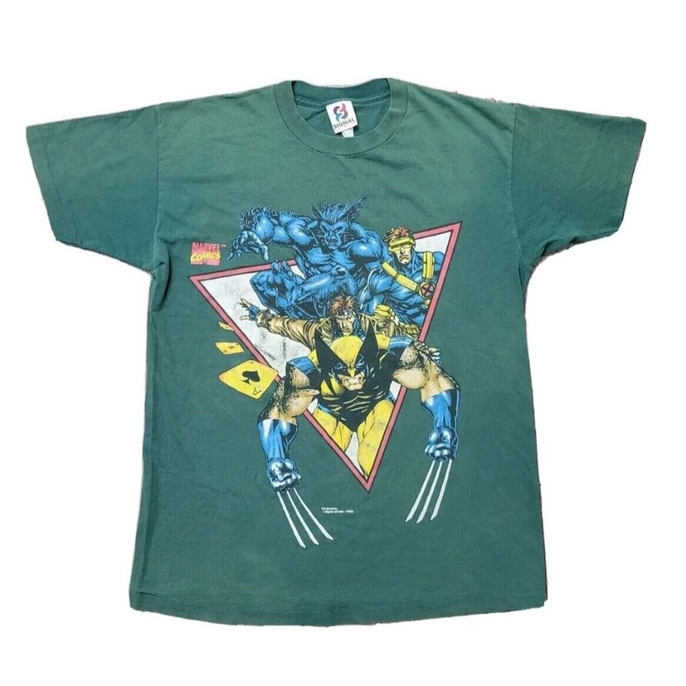 90's Vintage X-Men XMen Wolverine Gambit Beast Cyclops Men's T Shirt Tee Bigger